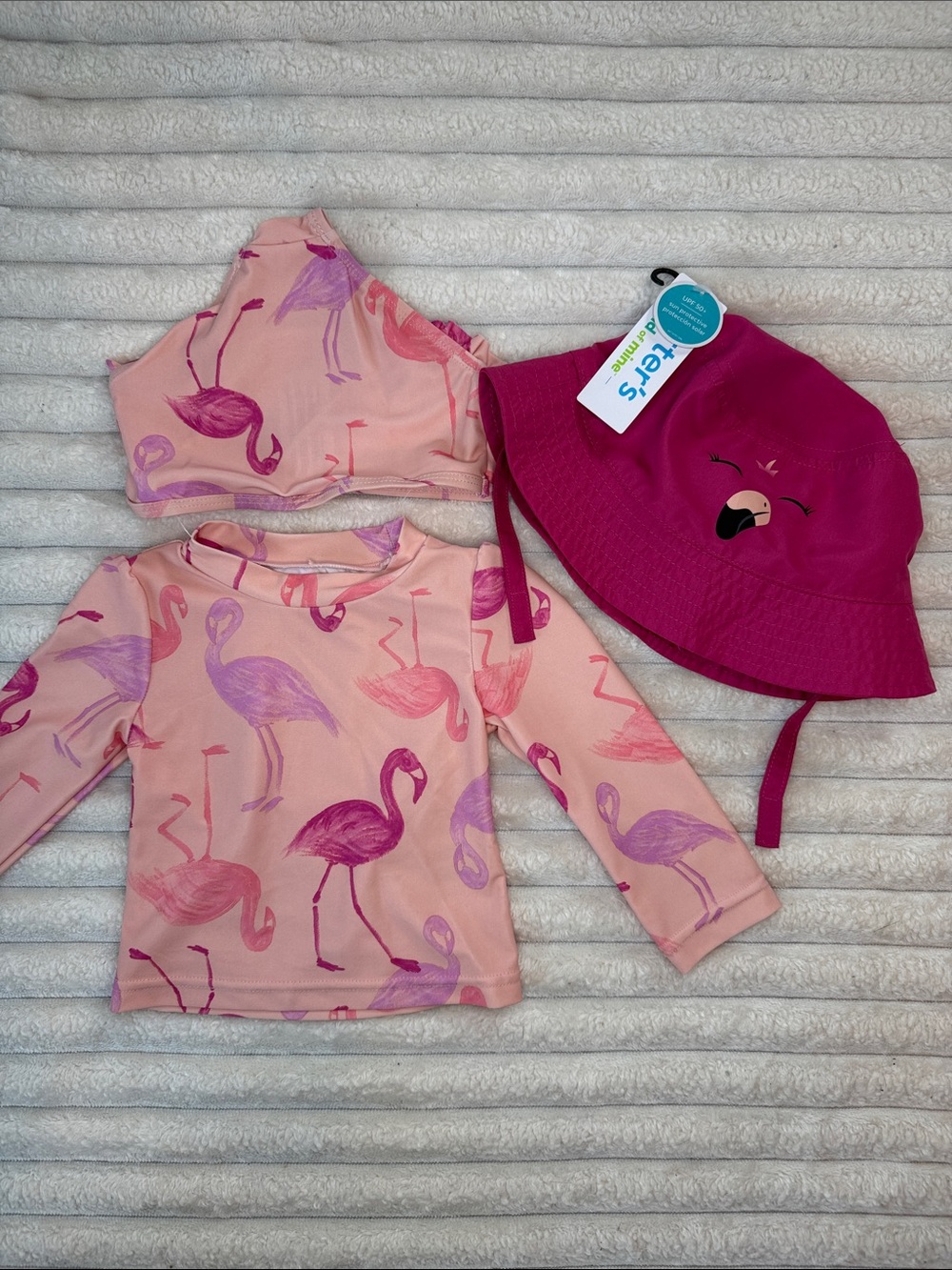 Carter's Pink Flamingo Rashguard Set with Magenta Sun Hat
